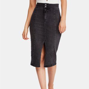 Free People Maddie Denim Midi Skirt NWOT